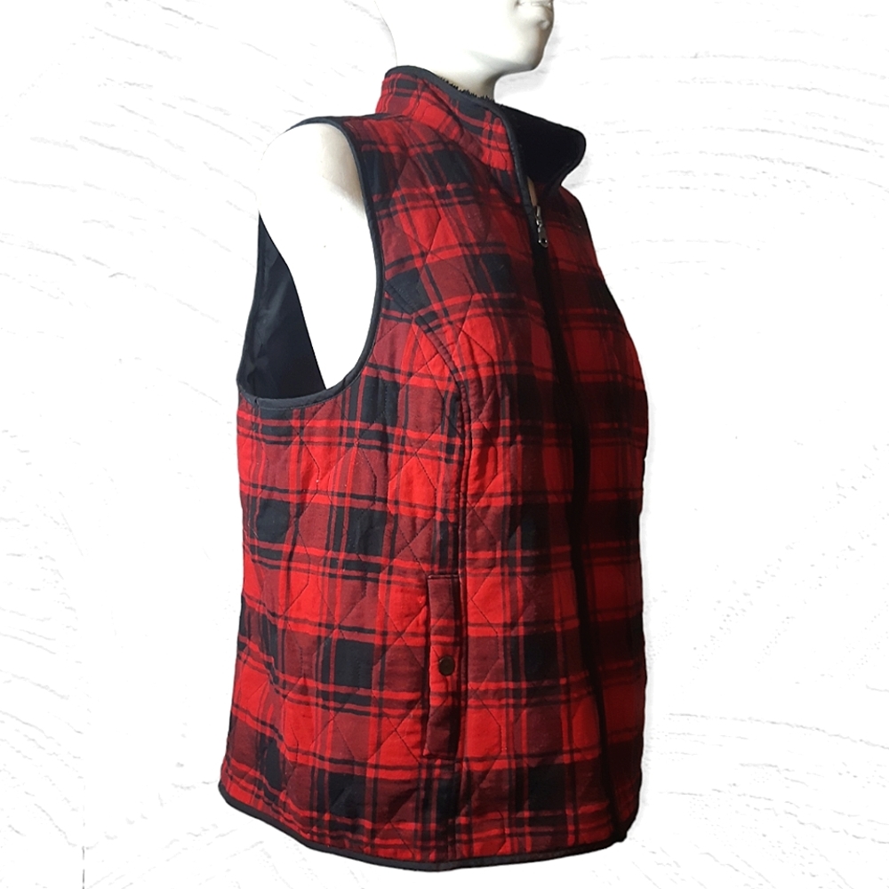Vintage Northern Reflections quilted lined plaid zip up collared poc…